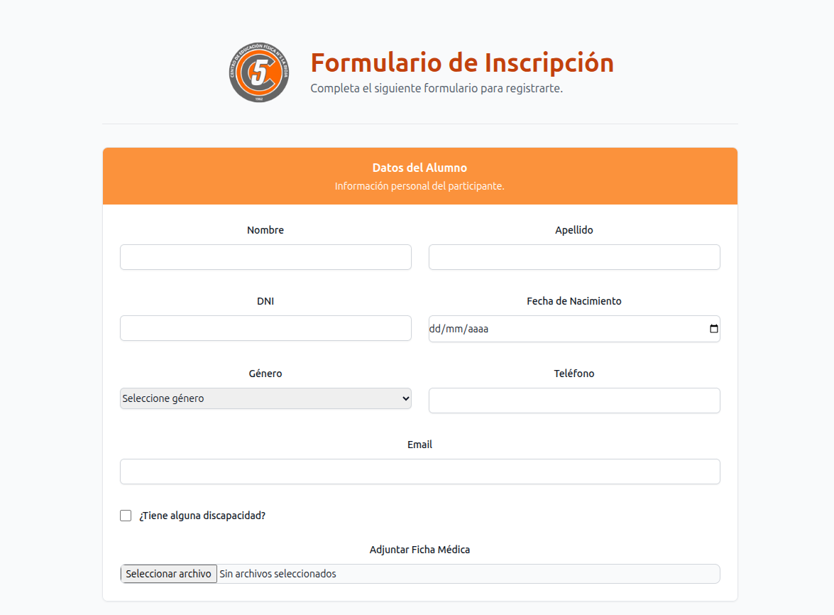 Carga de datos del alumno